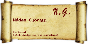 Nádas Györgyi névjegykártya